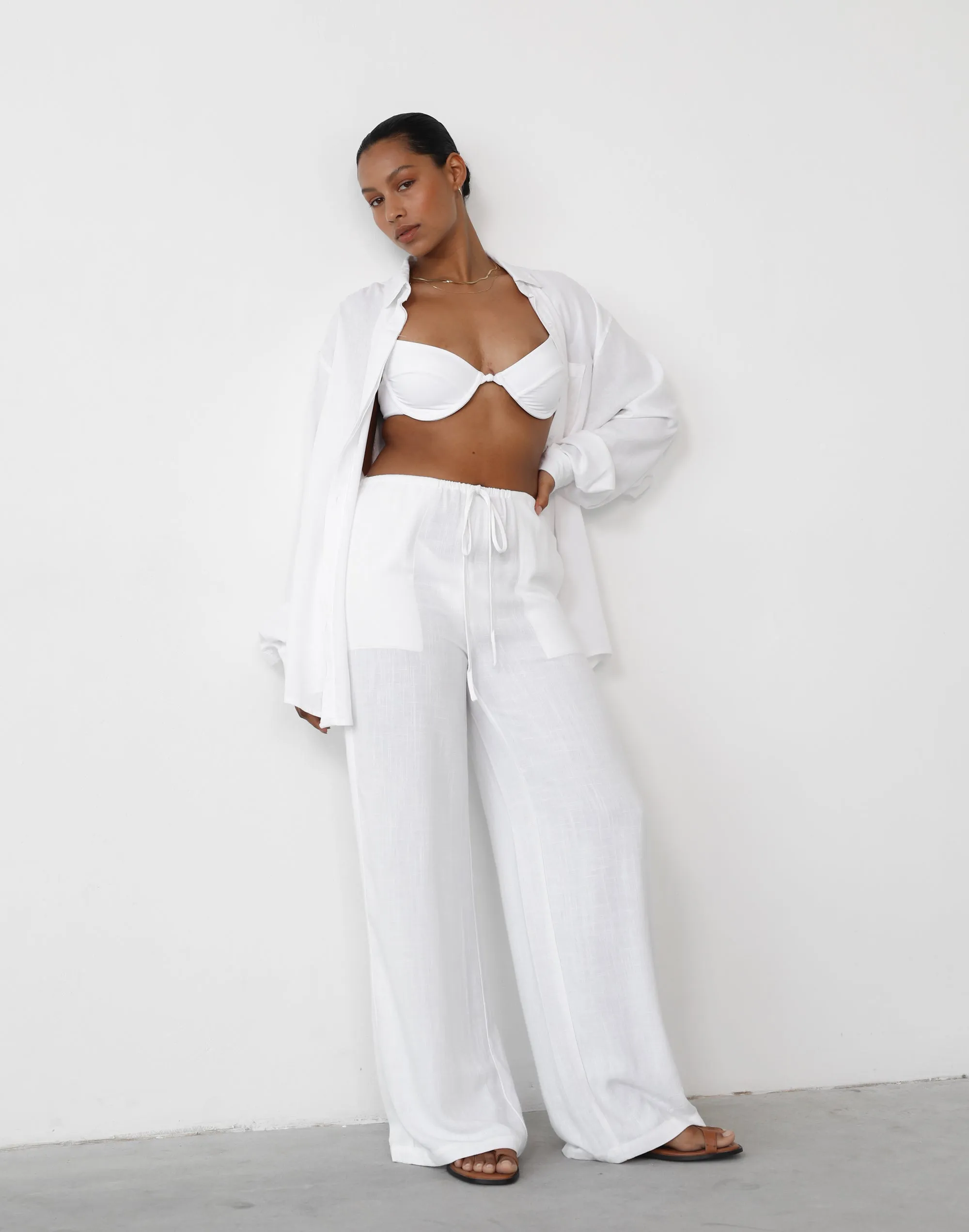 Amee Linen Pants (White)