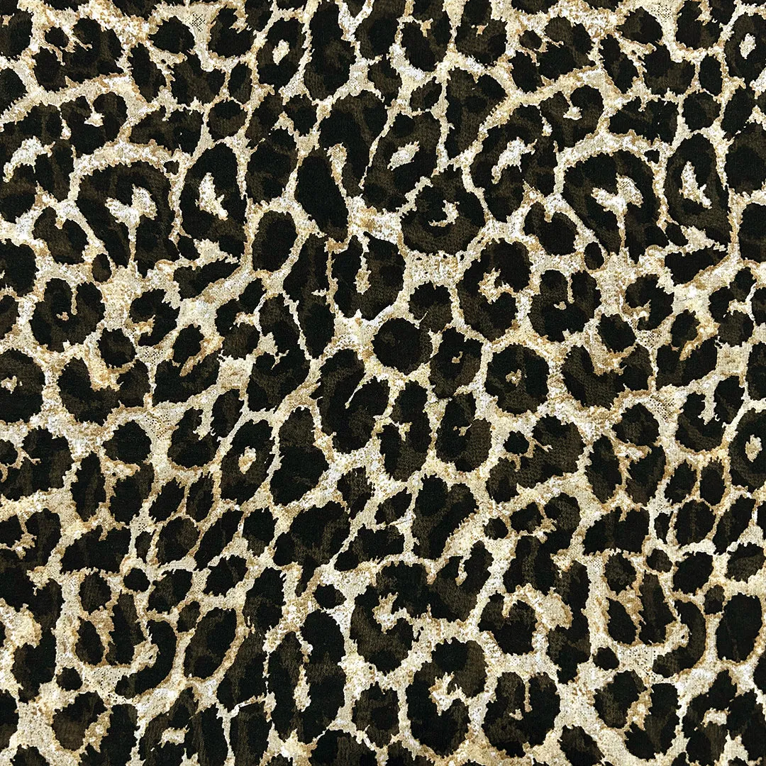 Black & Cream Abstract Animal Printed Georgette Fabric (Wholesale)