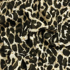 Black & Cream Abstract Animal Printed Georgette Fabric (Wholesale)