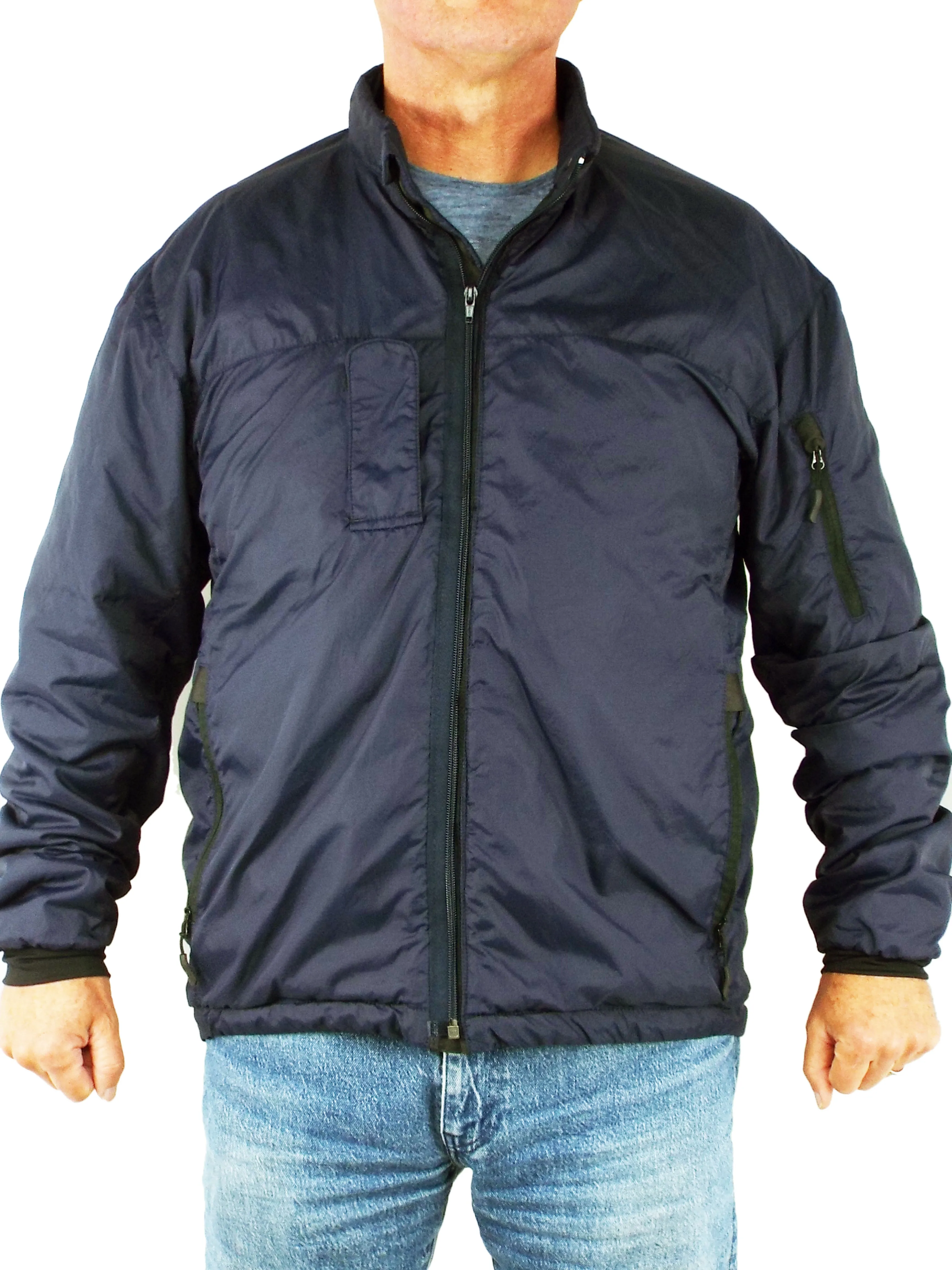 British Royal Navy Soft Insulated Jacket - Navy Blue - Carinthia branded - DISTRESSED