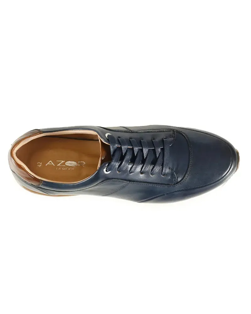 Calabria Smart Leather Trainers - Navy Blue