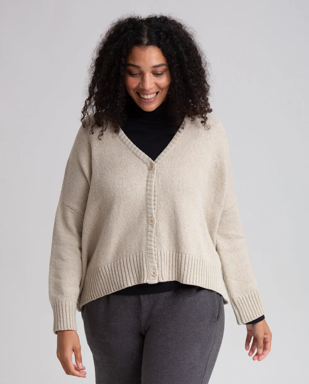 Charis Recycled Cotton Cardigan In Beige