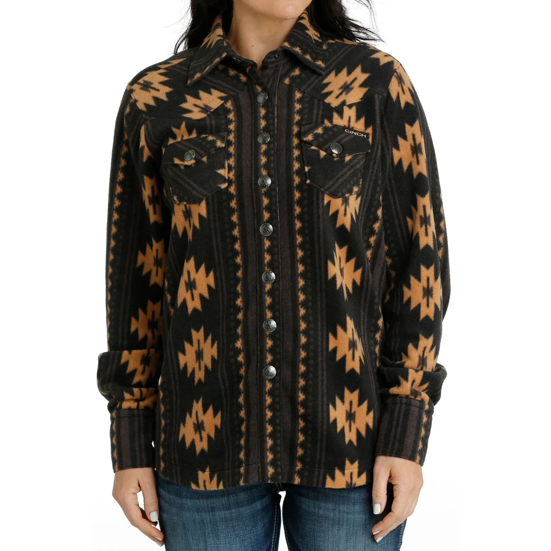 Cinch Women's Black Western Aztec Printed Shirt Jacket