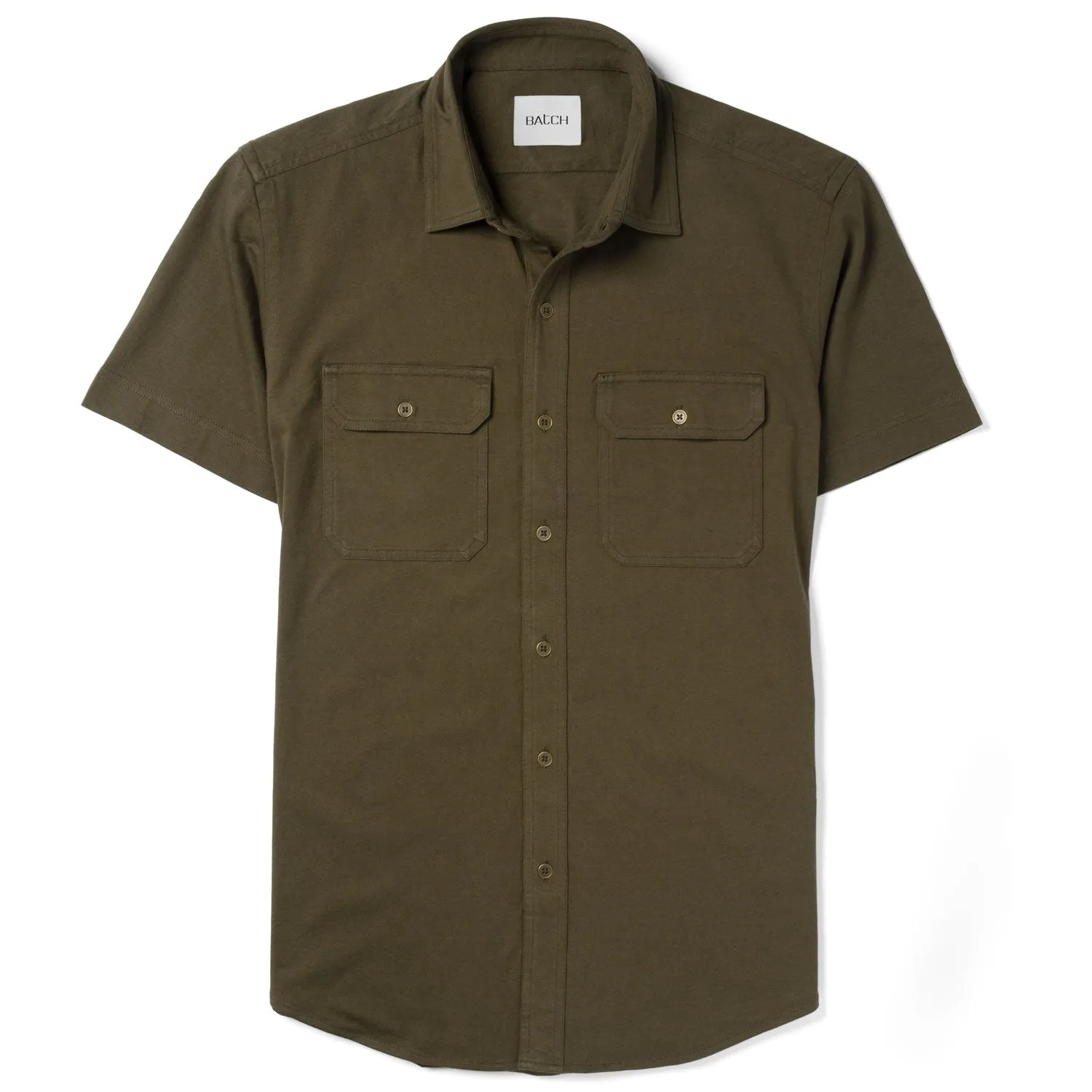 Constructor Knit Utility Short Sleeve Shirt – Fatigue Green Cotton Jersey