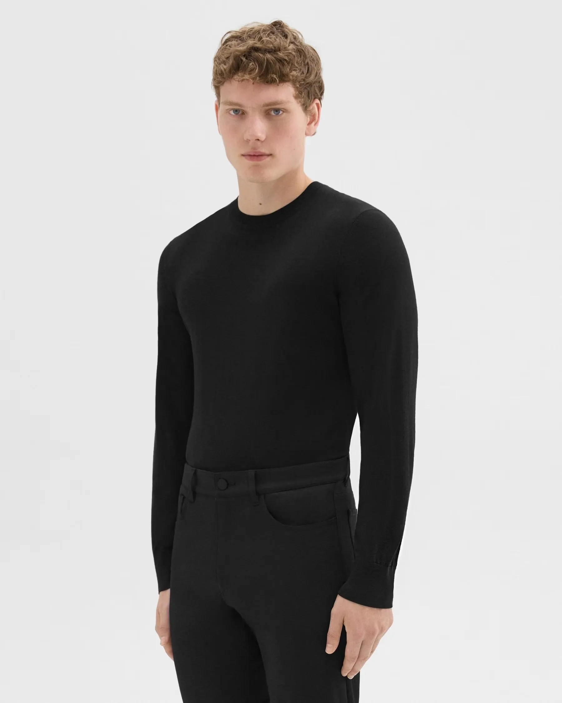 Crewneck Sweater in Regal Wool Black