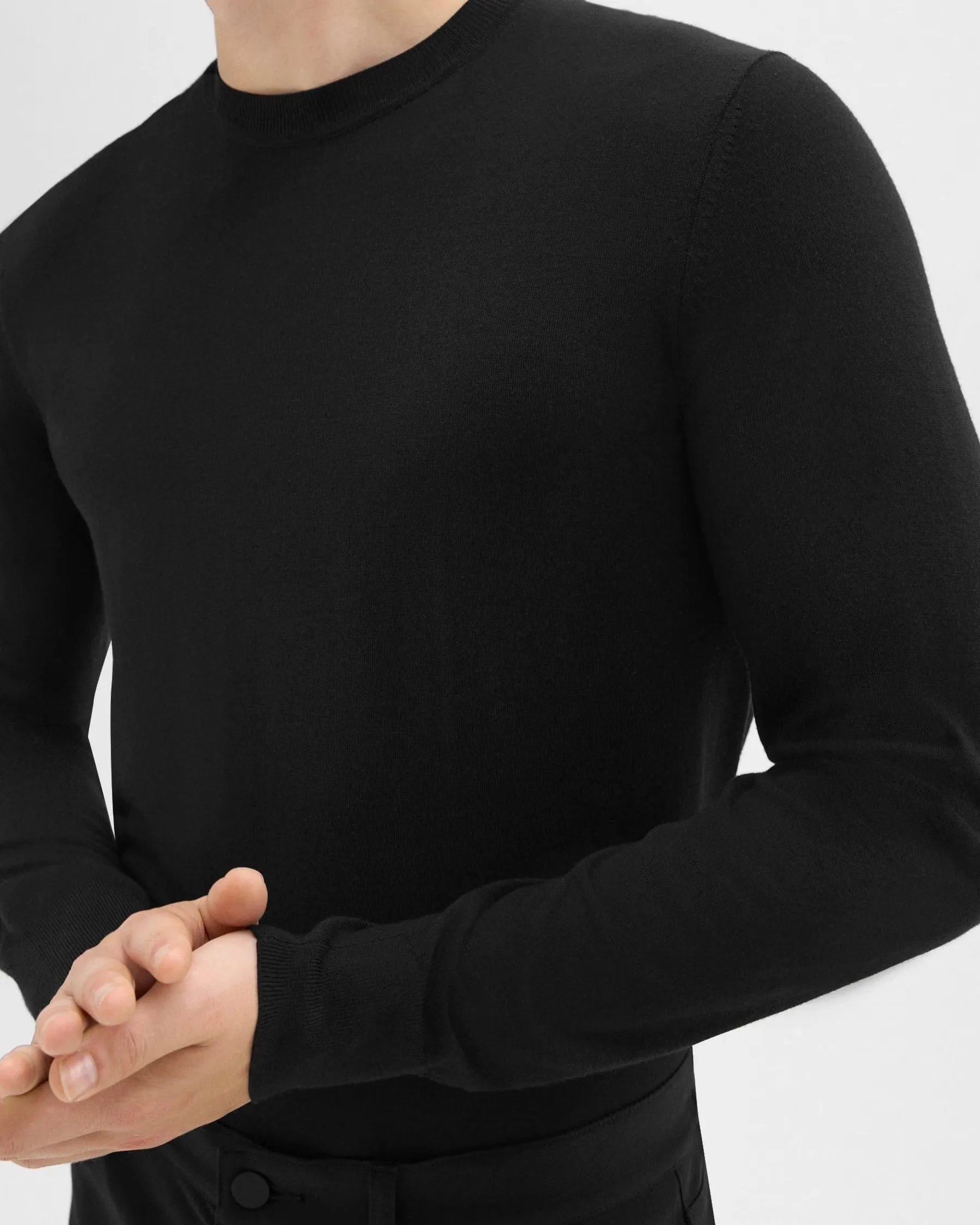 Crewneck Sweater in Regal Wool Black