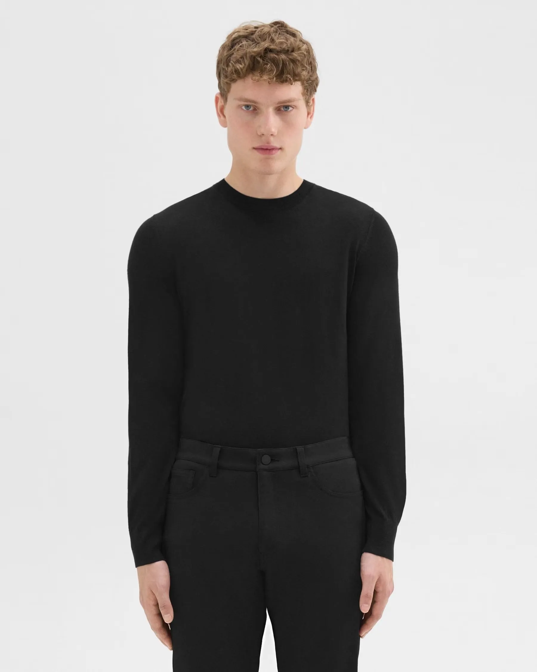 Crewneck Sweater in Regal Wool Black