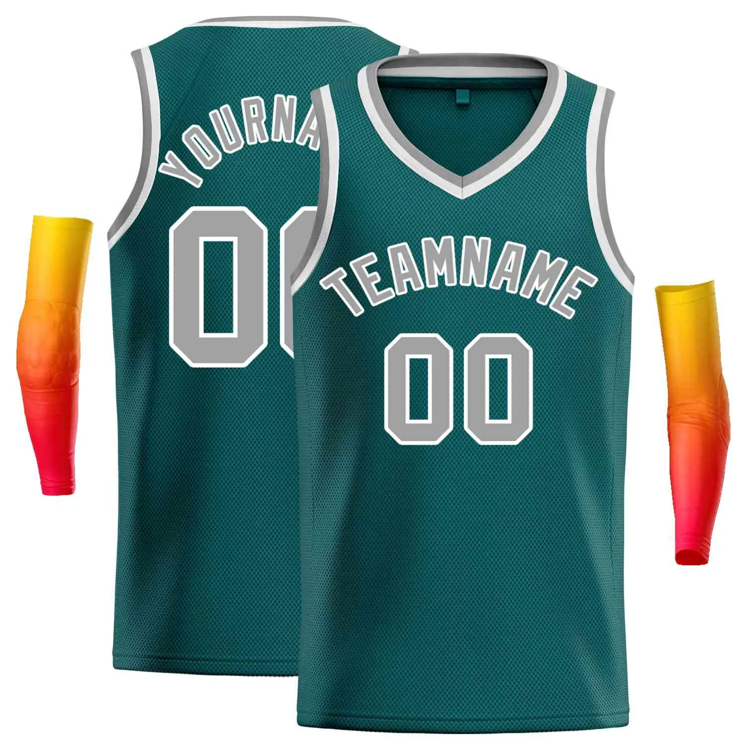 Custom Aqua Gray-White Classic Tops Men Casual Basketball Jersey