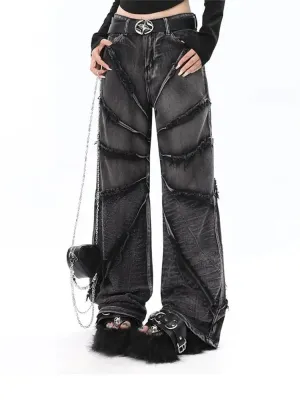 'Dark Edge' Black Gray Grunge Pants