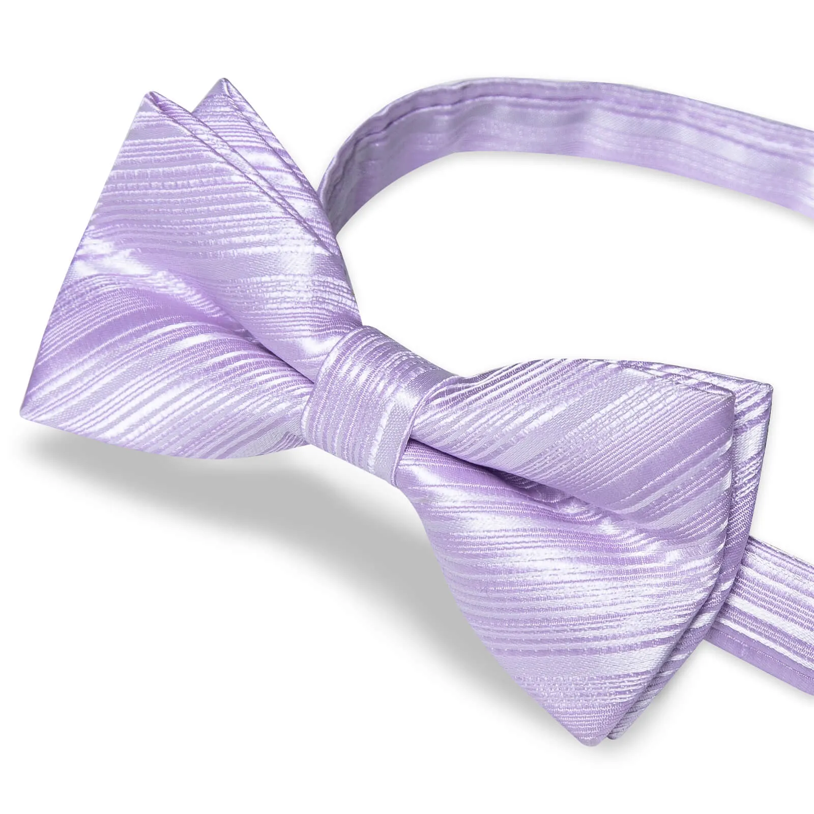 DiBanGu Kids Bow Tie Lavender Purple Striped Silk Pre-Bow Tie Hanky Set