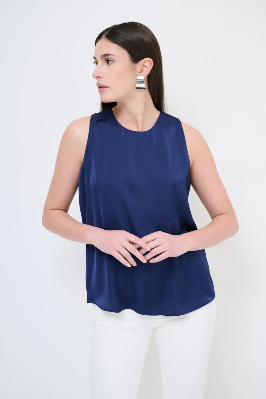 Draped sleeveless blouse wholesale