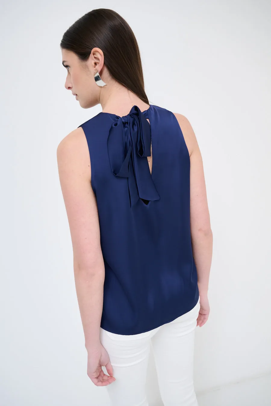 Draped sleeveless blouse wholesale