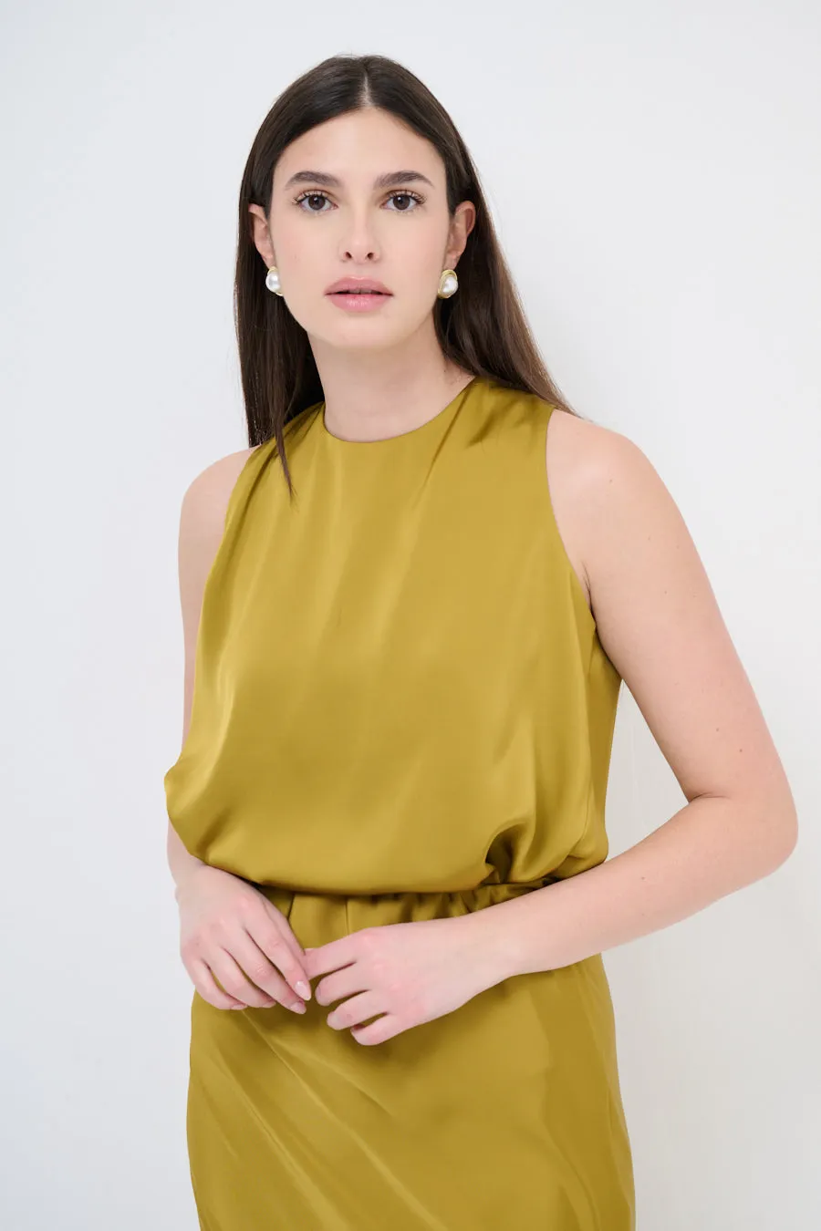 Draped sleeveless blouse wholesale