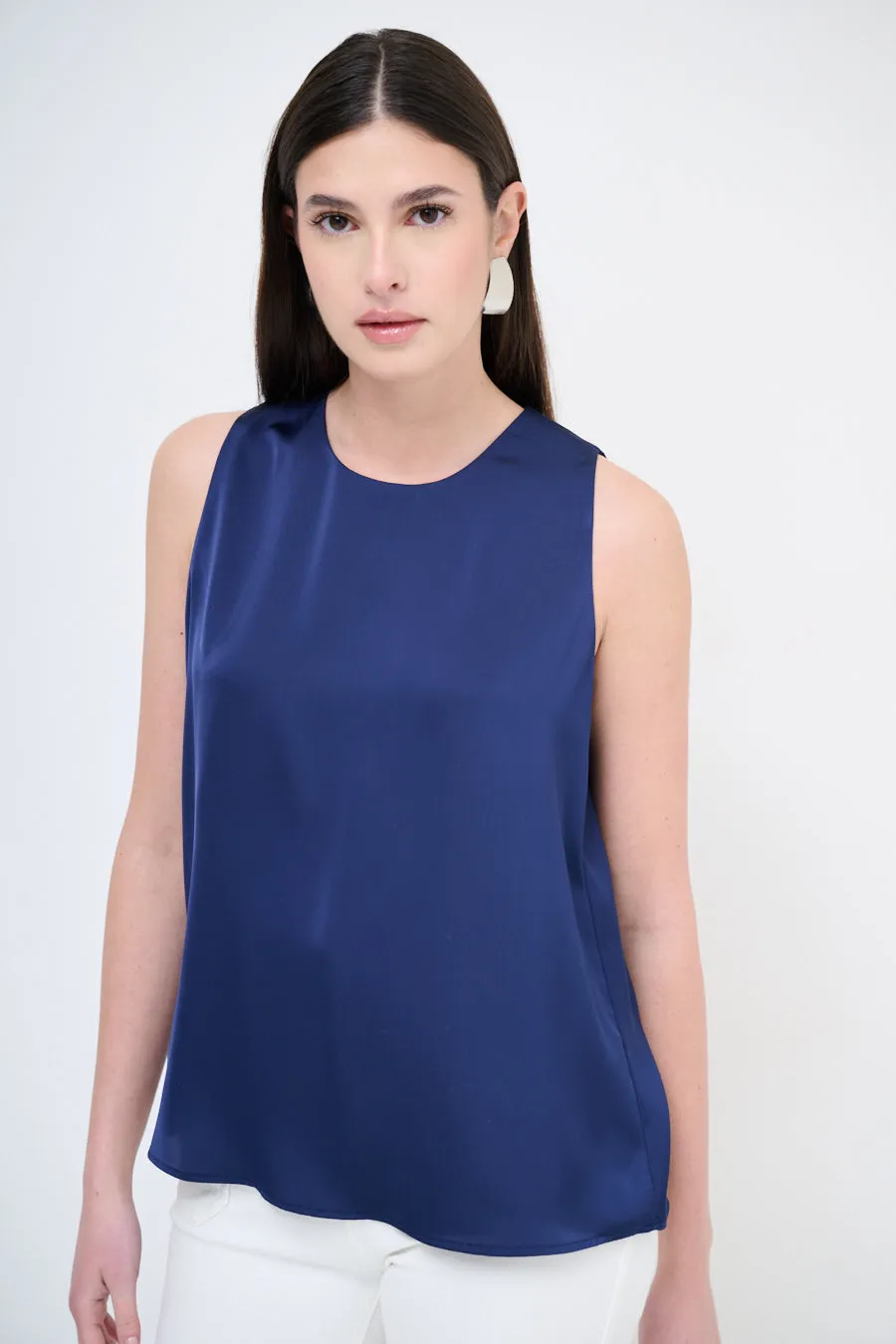 Draped sleeveless blouse wholesale