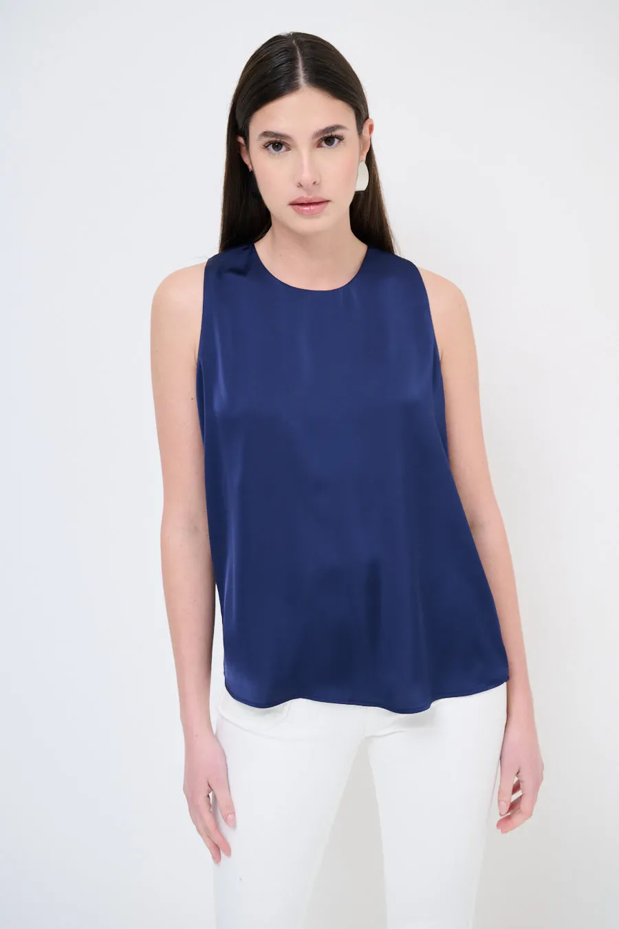 Draped sleeveless blouse wholesale