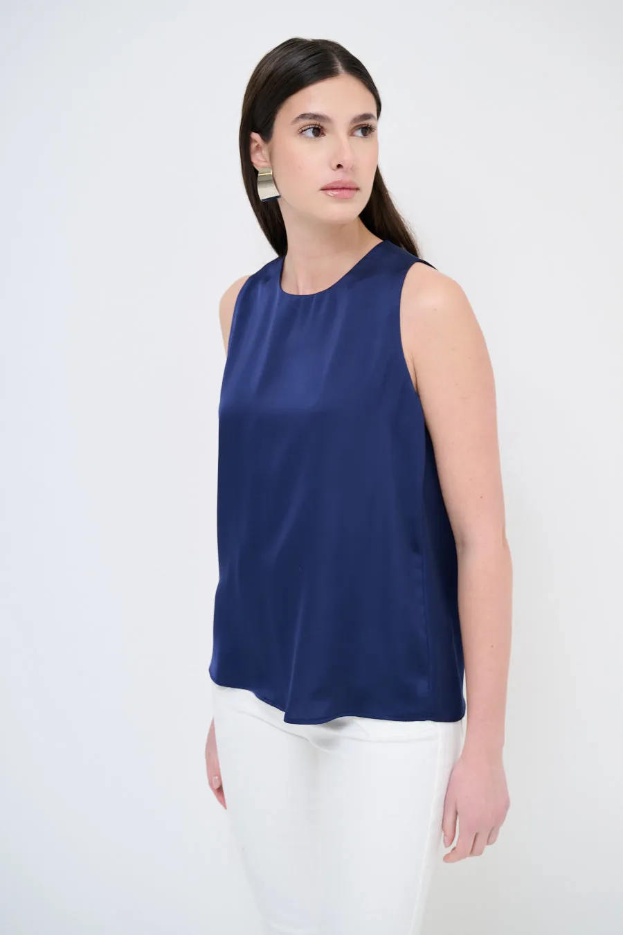 Draped sleeveless blouse wholesale