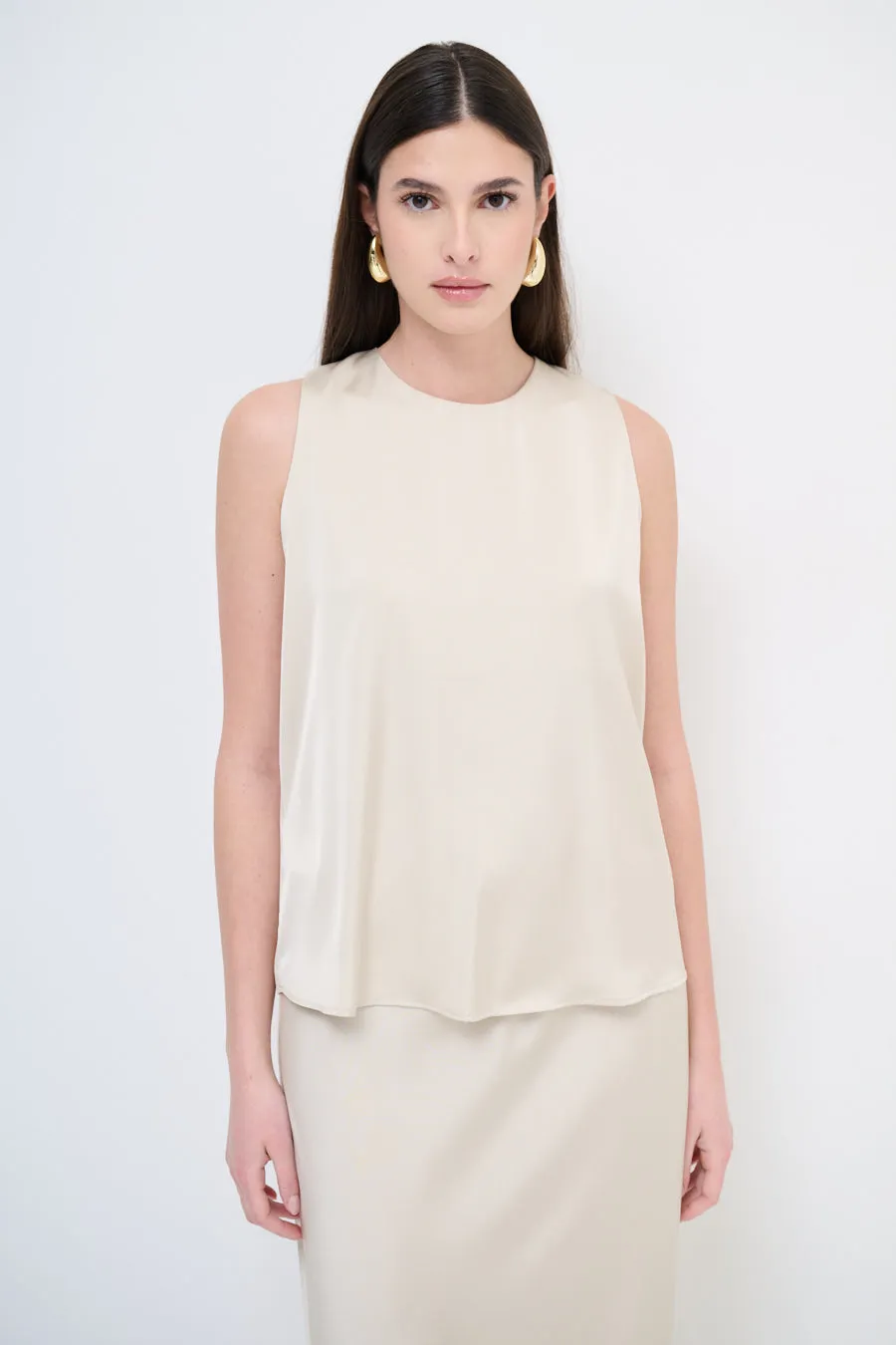 Draped sleeveless blouse wholesale