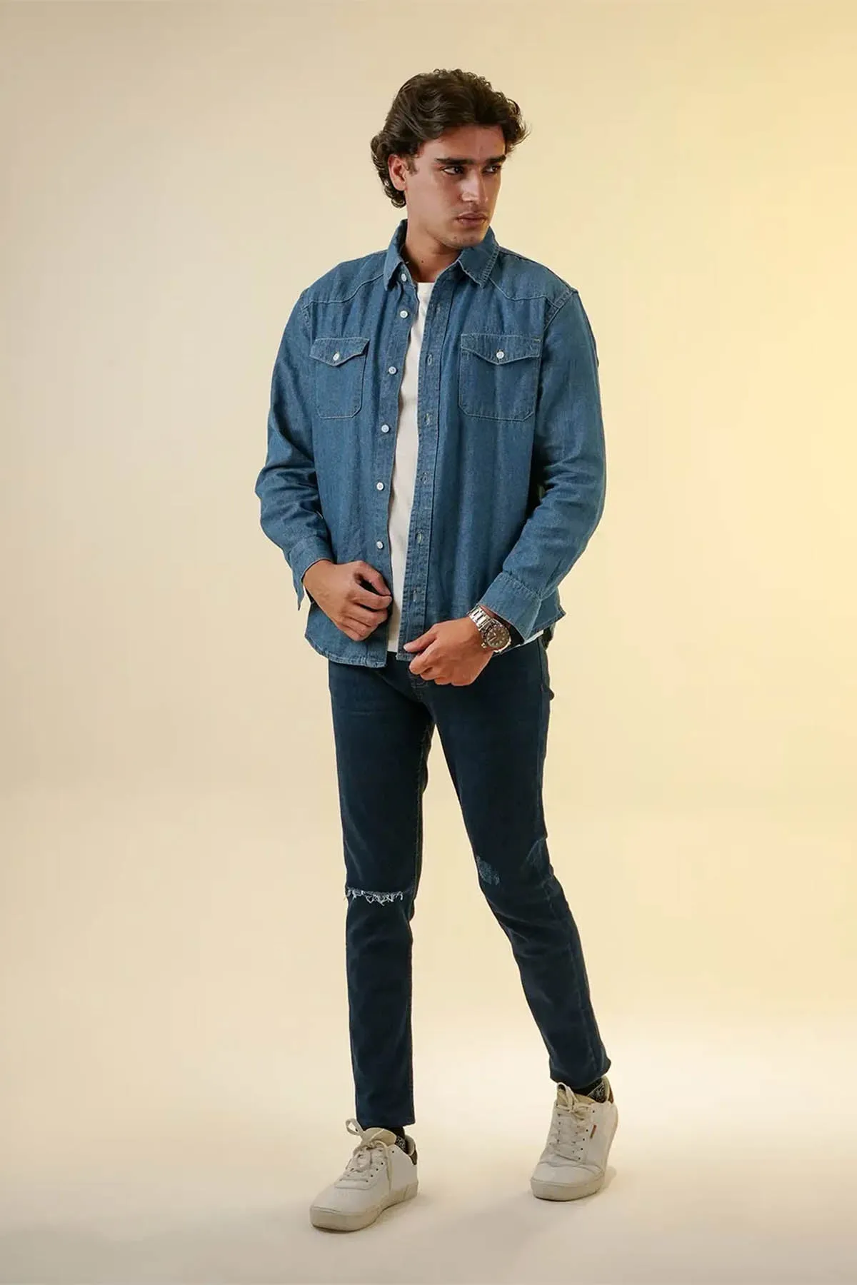 Esteve Denim Shirt For Men - Mid Blue