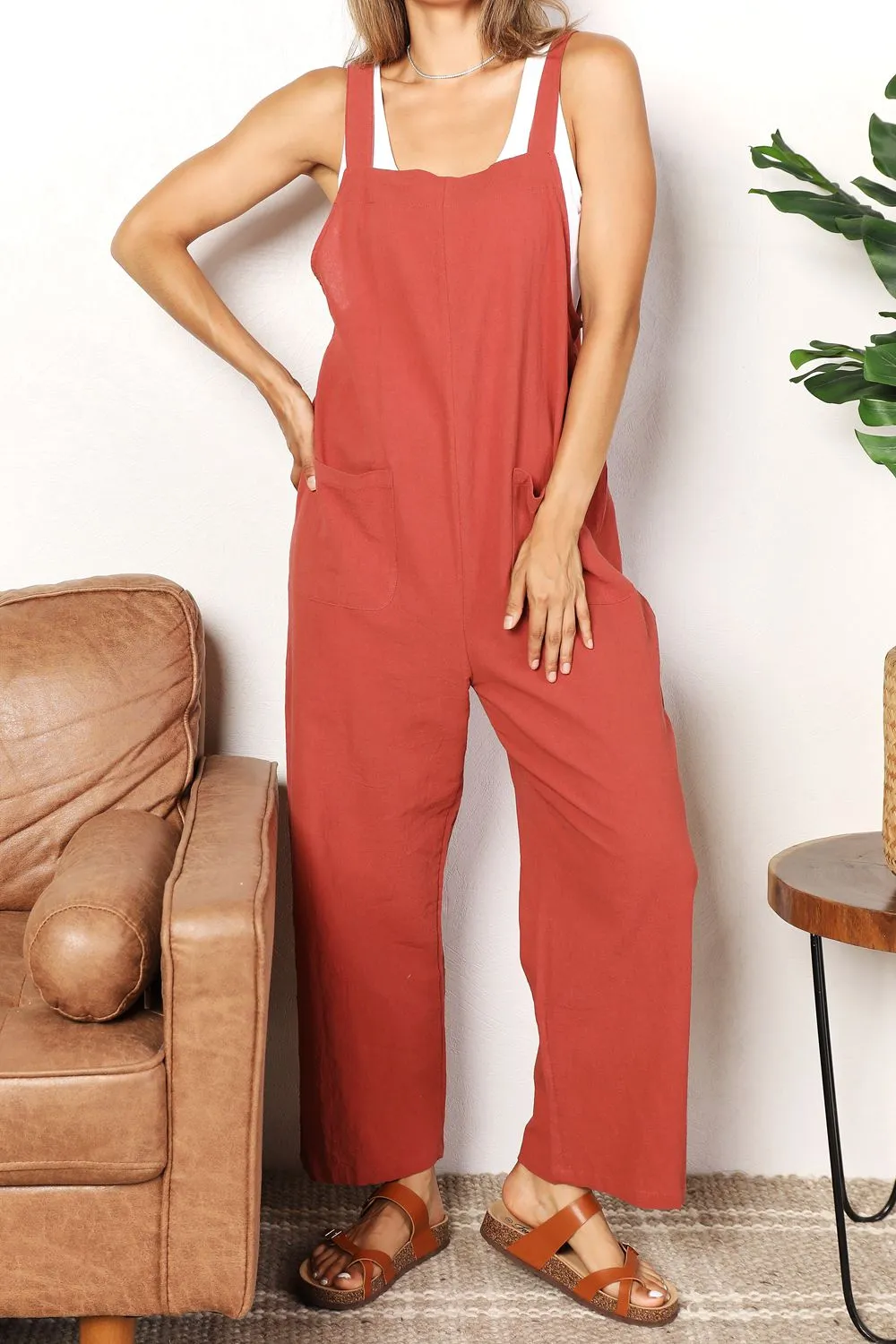 Fall Vibes Wide Leg Overalls with Front Pockets