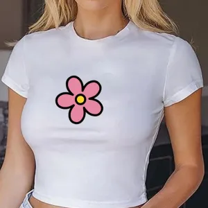 Flowers Printed 2000s Graphic Crop Top Streetwear Crop Top