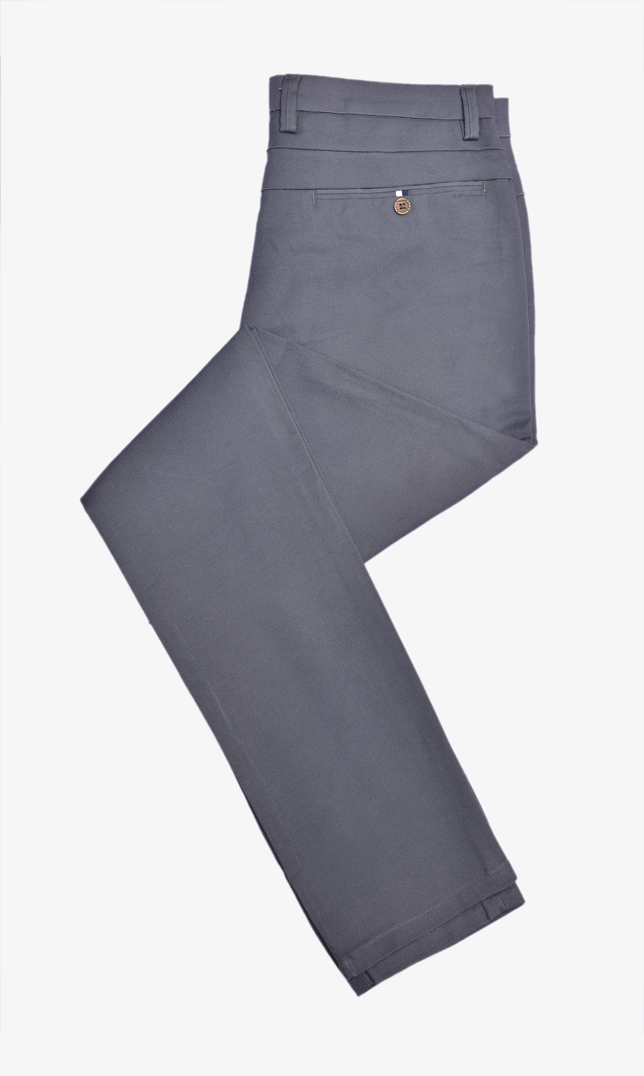 Grey Textured Cotton Chinos Pants