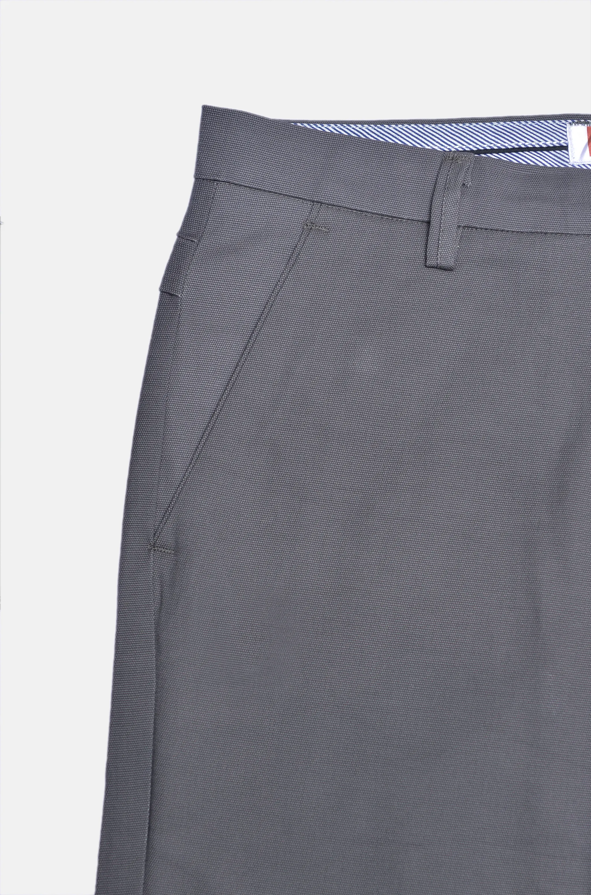 Grey Textured Cotton Chinos Pants