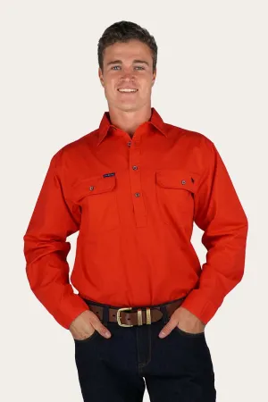 King River Half Button Work Shirt - Red