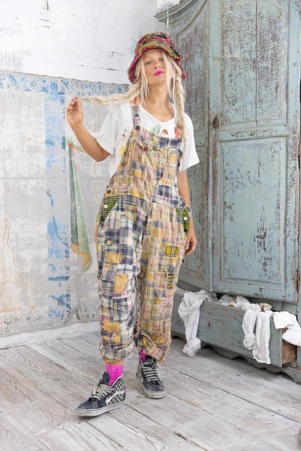 Magnolia Pearl Overalls 073 - Patchwork Love Overalls - Madras Tropical