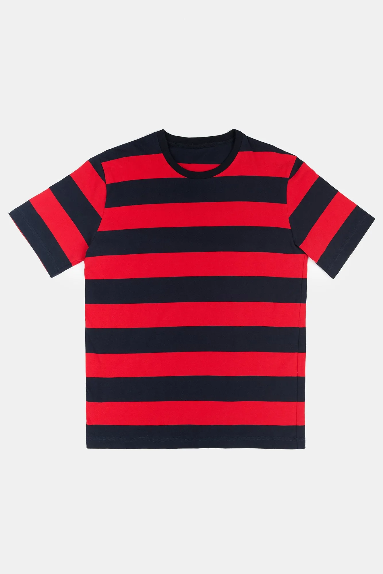 Men's Wide Stripe Short Sleeve T Shirt - Navy/Red