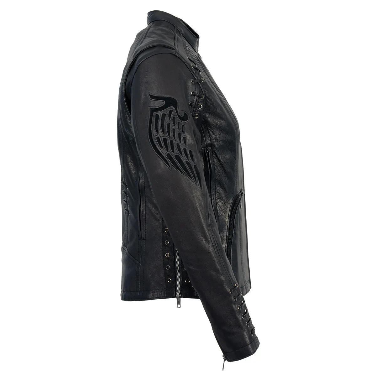 Milwaukee Leather MLL2535 Women's Black Leather Lightweight Scuba Racer Jacket