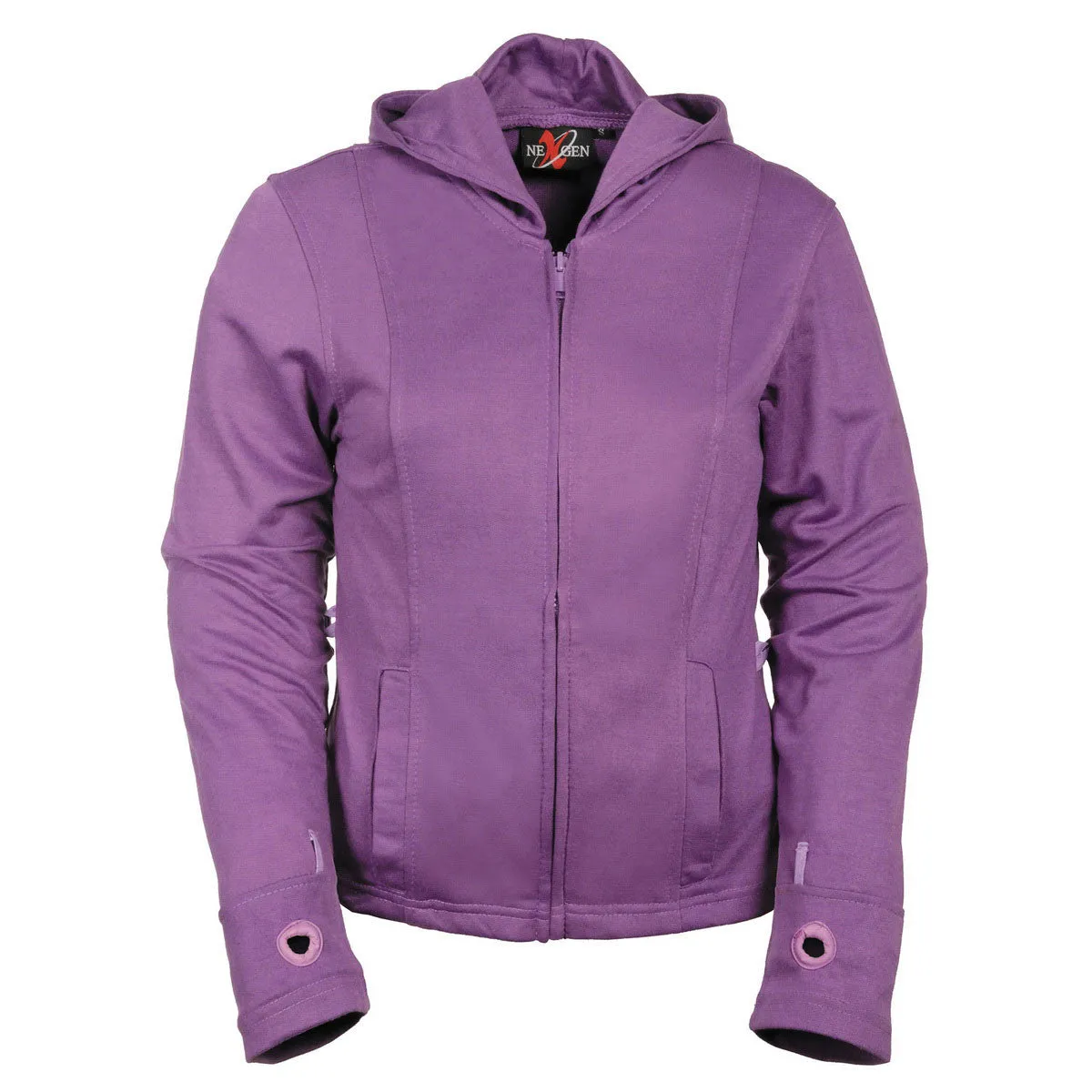 Milwaukee Leather MPL1967 Women's 3/4 Hooded Black and Purple Textile Jacket with Reflective Tribal Detail