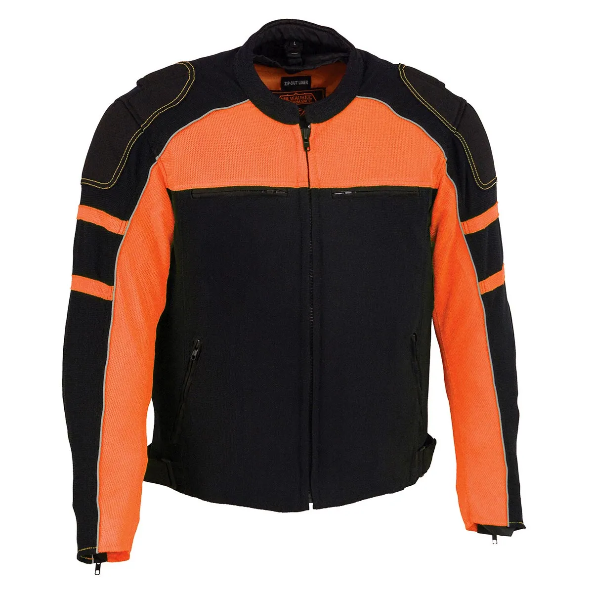 Milwaukee Leather MPM1791 Men's Black and Orange Textile Armored