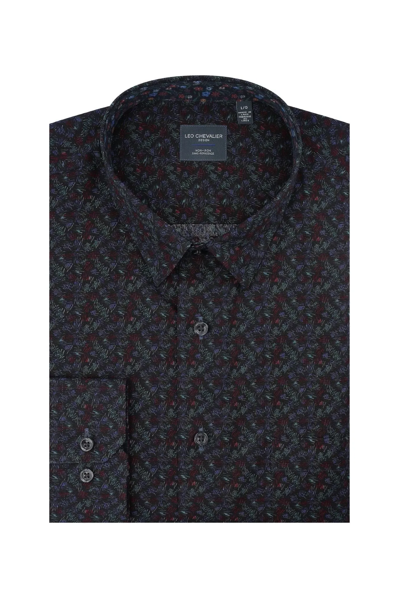 Multi Color Modern Dark Print Men's Casual Hidden Button Down