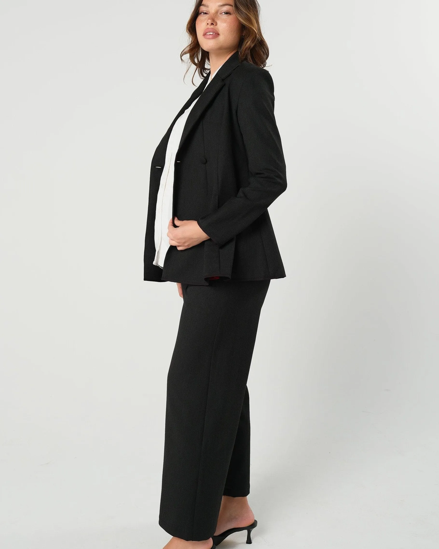 Nathalie Wide Leg Black Maternity Trouser (Regular & Petite)