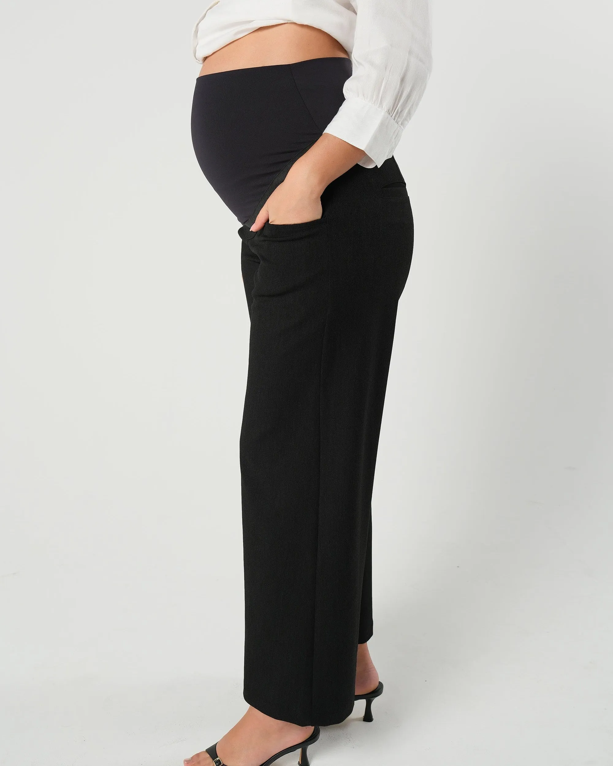 Nathalie Wide Leg Black Maternity Trouser (Regular & Petite)