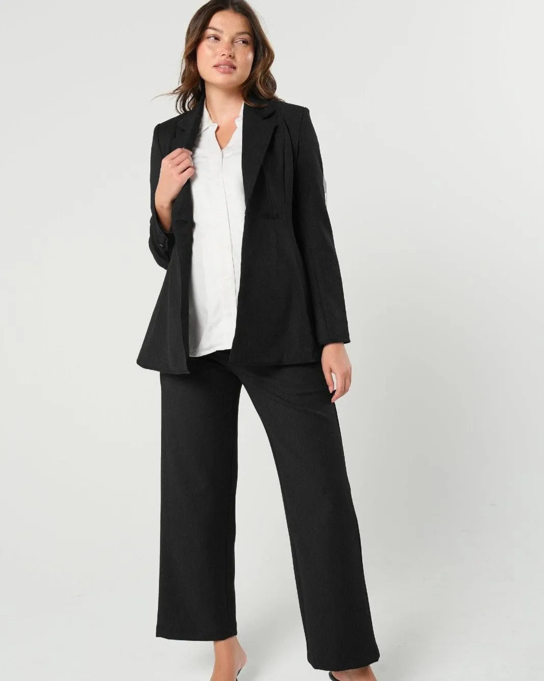 Nathalie Wide Leg Black Maternity Trouser (Regular & Petite)