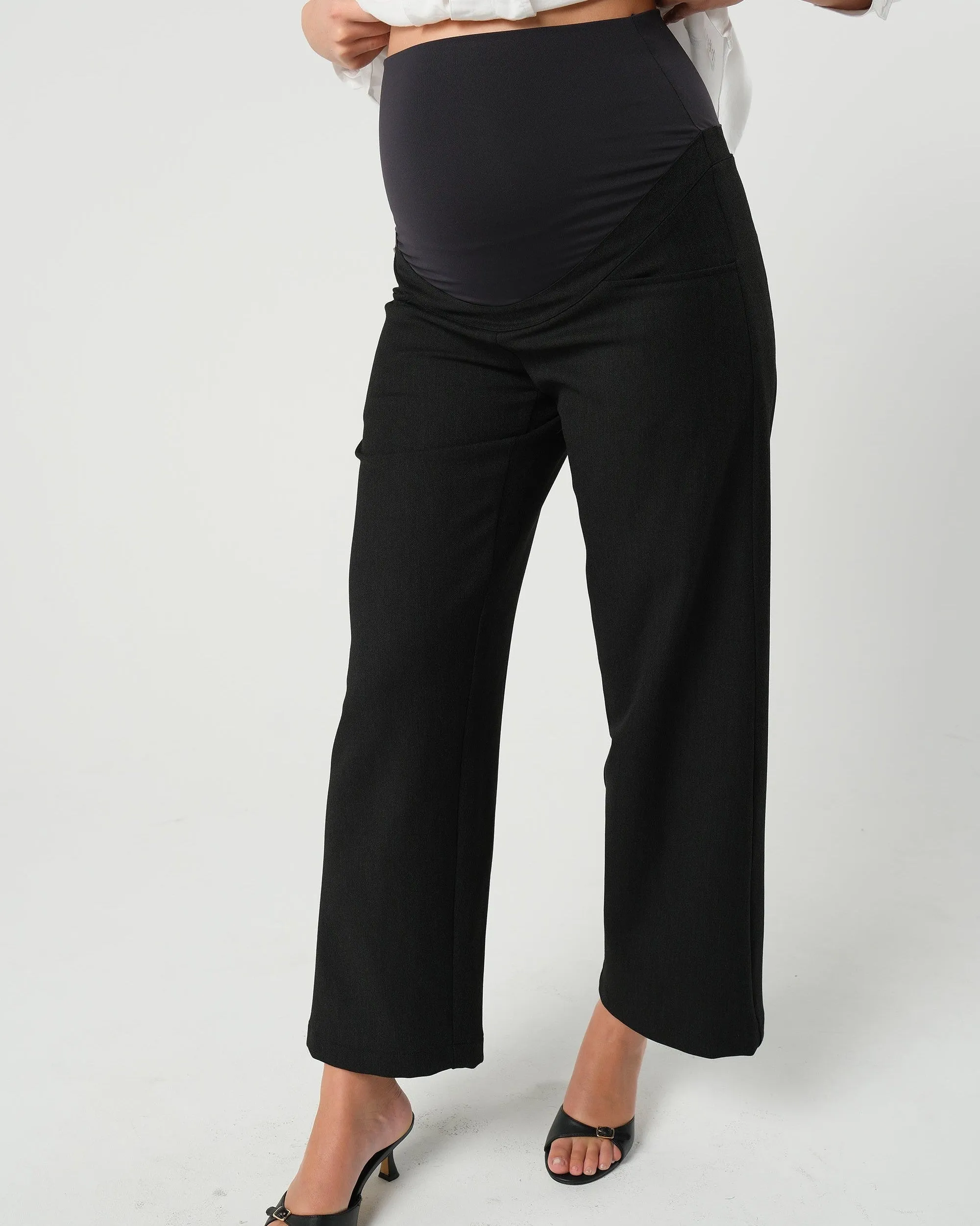 Nathalie Wide Leg Black Maternity Trouser (Regular & Petite)