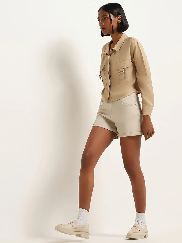 Nuon Beige Crop Jacket