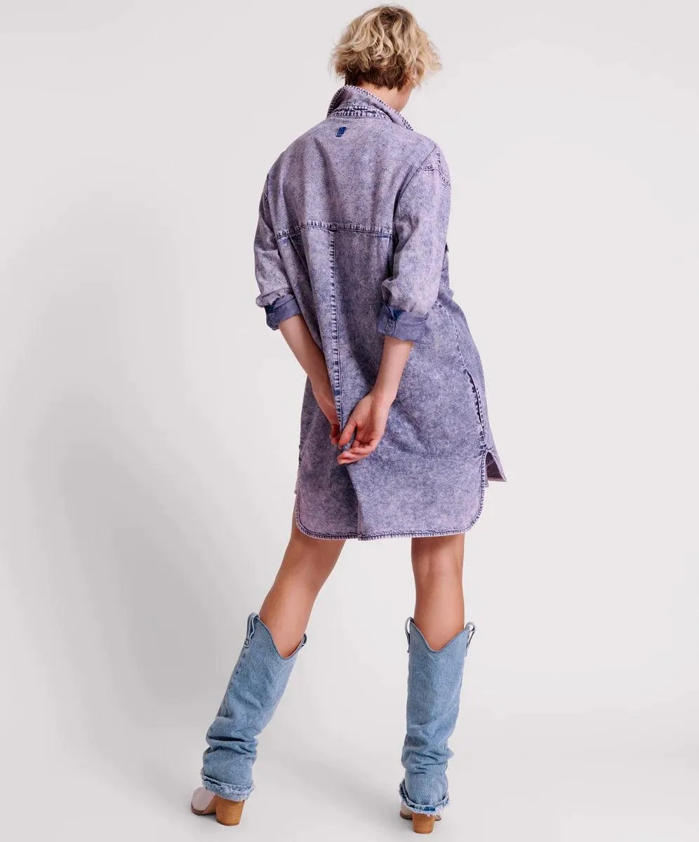 One Teaspoon Purple Rain Nixie Denim Shirt Dress