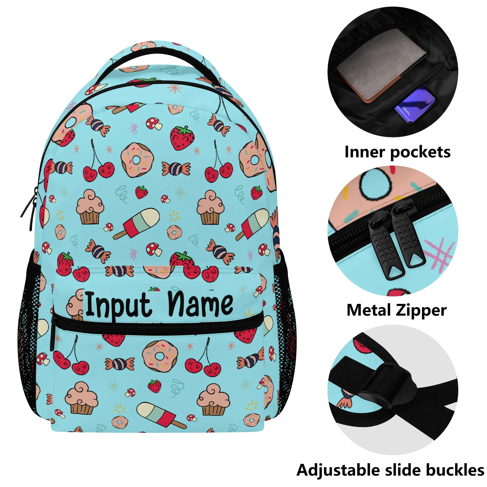 Personalized Back to School Essentials: Stylish & Practical Backpacks for Kids and Tweens. Blue Whimsical Donut pattern