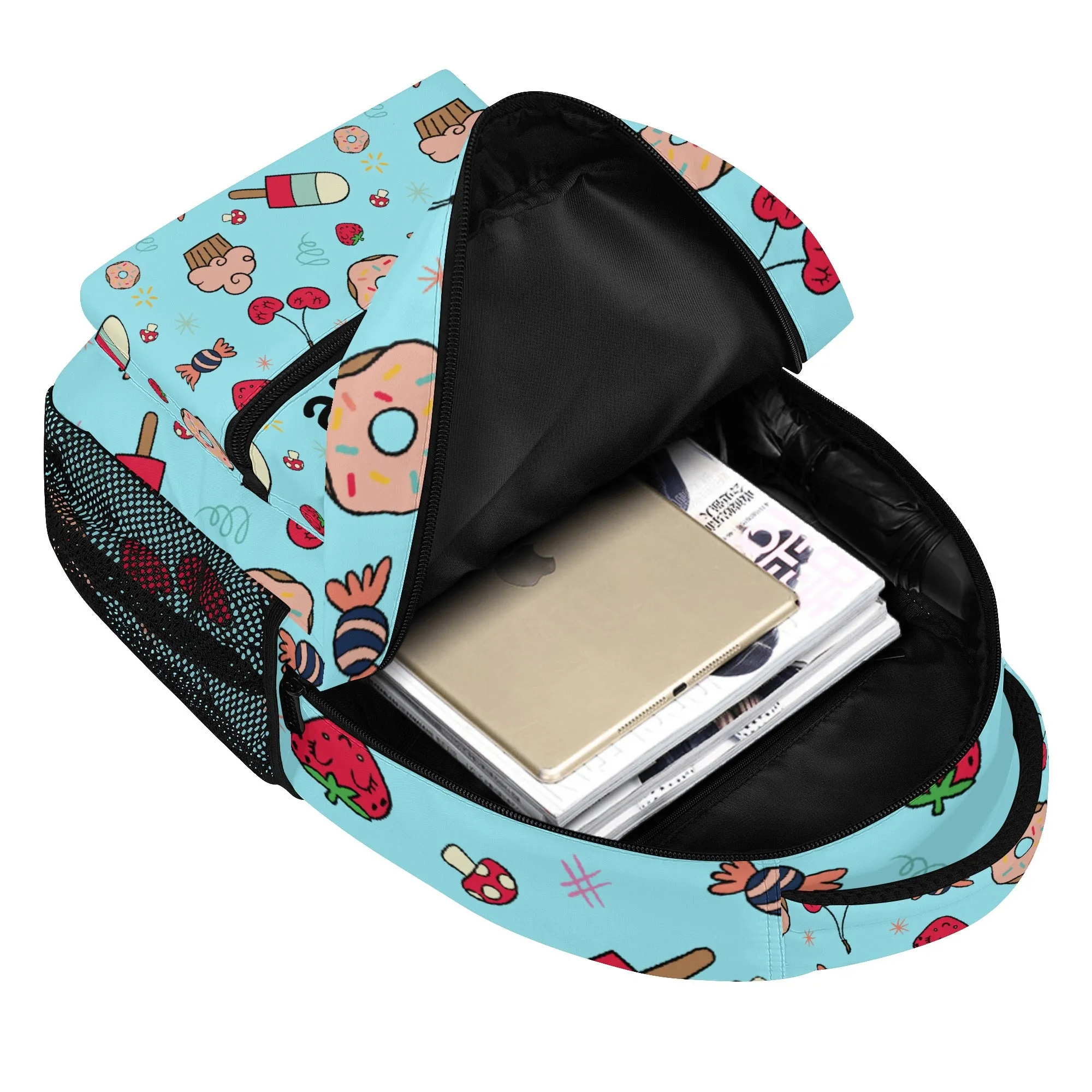 Personalized Back to School Essentials: Stylish & Practical Backpacks for Kids and Tweens. Blue Whimsical Donut pattern