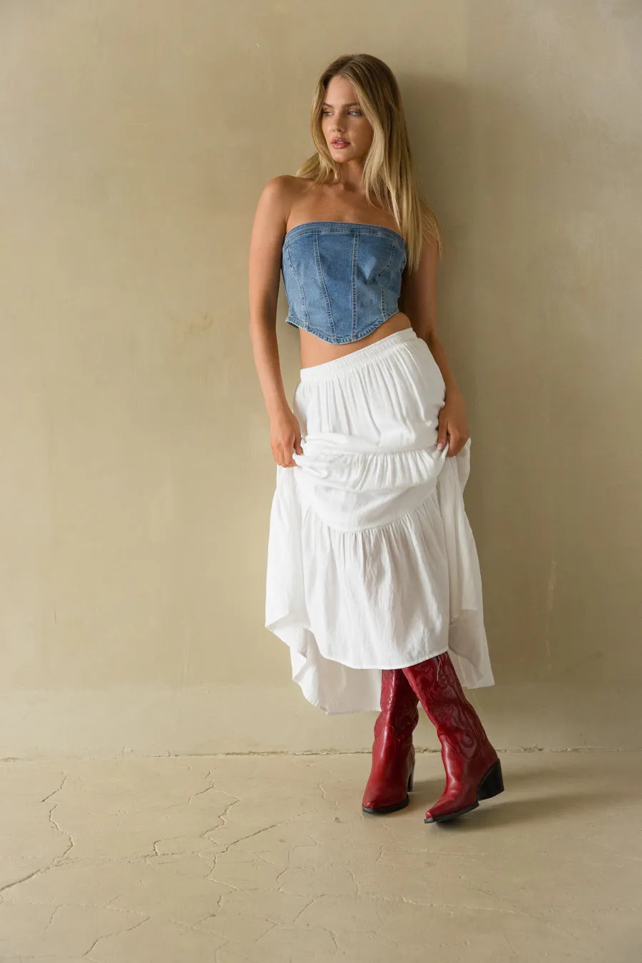 Pippa Strapless Denim Corset Top