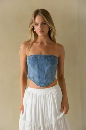 Pippa Strapless Denim Corset Top