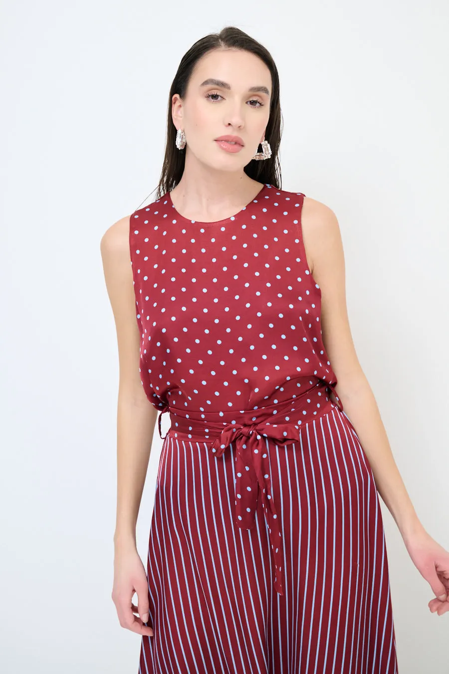 Polka dot sleeveless blouse wholesale