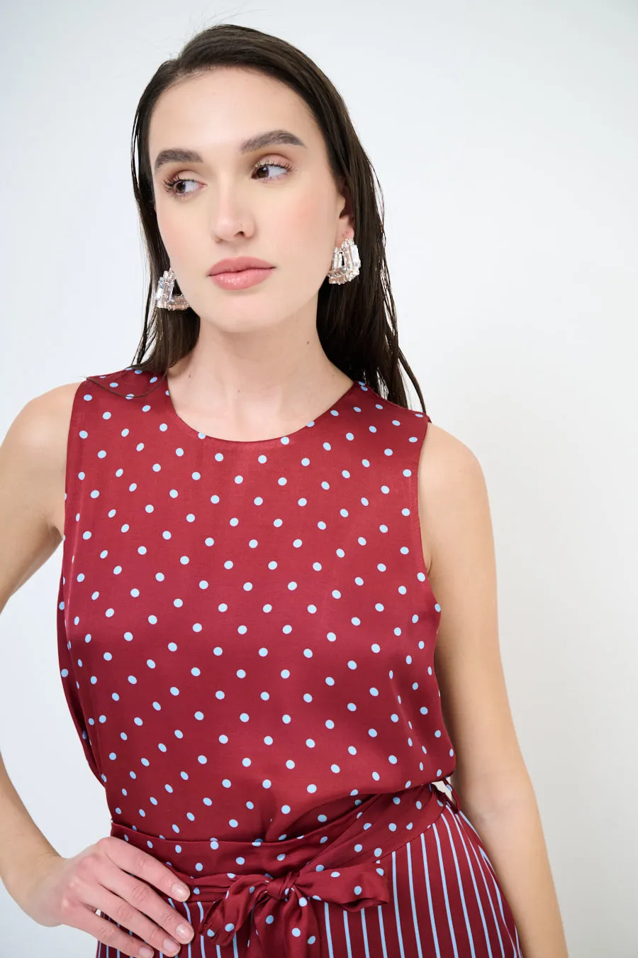 Polka dot sleeveless blouse wholesale