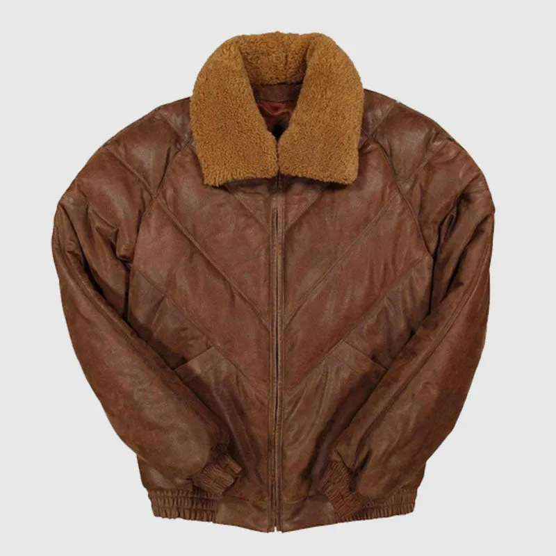 Purchase Best Brown Leather Bubble Jacket For Mens