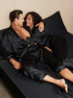 Pure Silk Couple Set - Men's Robe Pants & Women's Pyjama Set