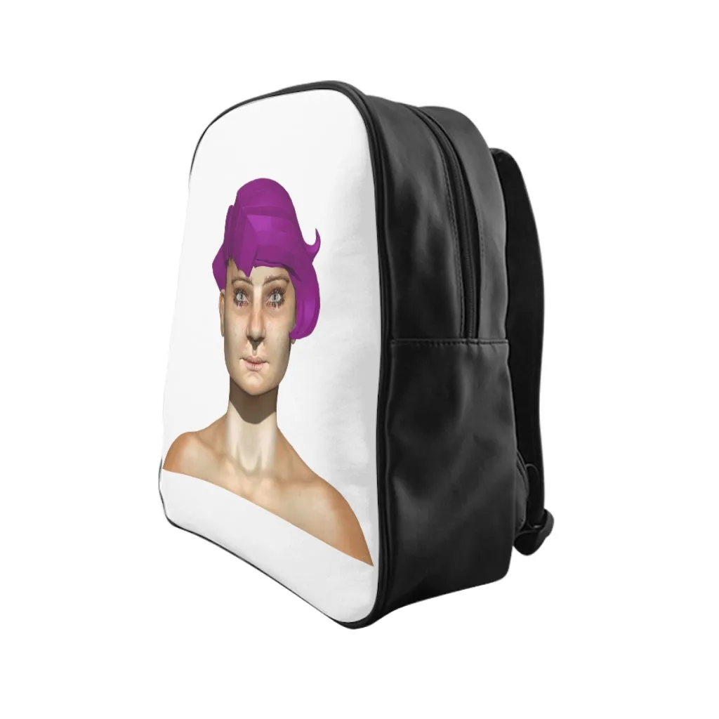 Purple Hair Girl School Backpack