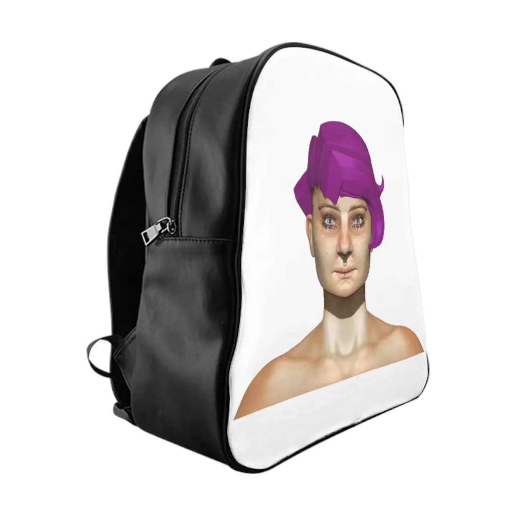 Purple Hair Girl School Backpack