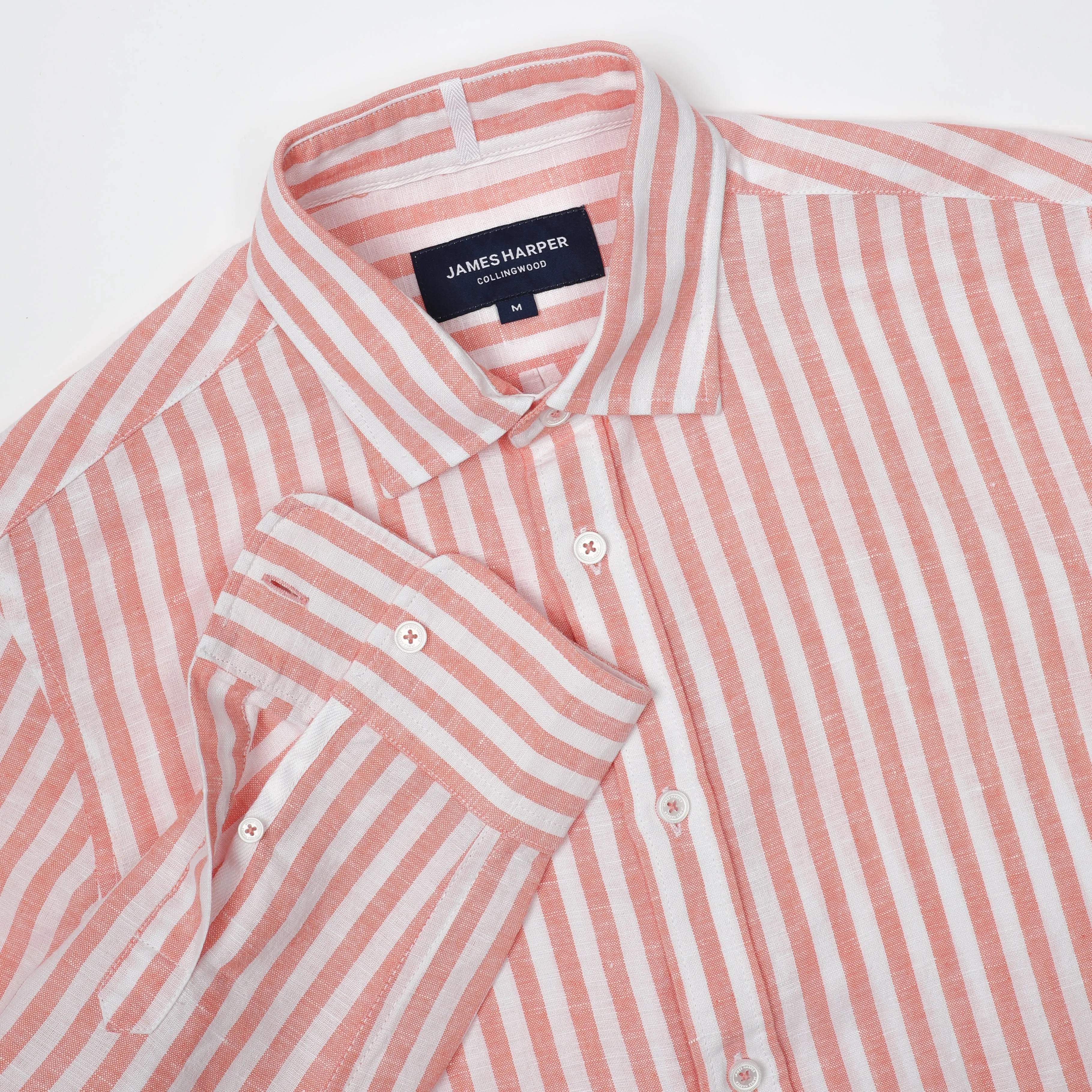 Relaxed Fit Coral Even Stripe Shirt